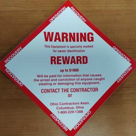 OCA 6" Warning Reward Vandalism Decal